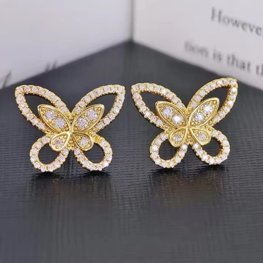Gold Filled Cubic Zirconia Butterfly Earrings
